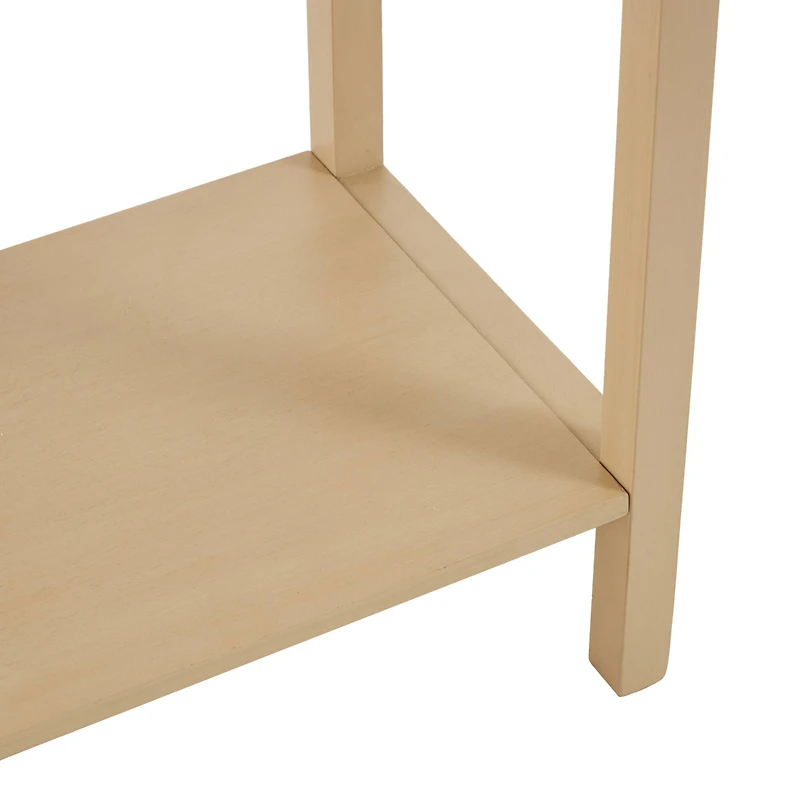 35.5" Beige Wood Handmade 2-Drawer Console Table with Black Handles