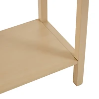 35.5" Beige Wood Handmade 2-Drawer Console Table with Black Handles