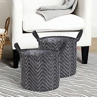 DII® Round Black & White Tribal Chevron PE-Coated Woven Paper Laundry Bin