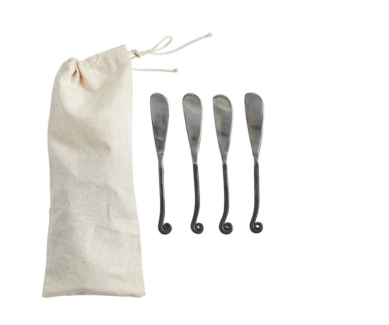 Hello Honey® 6" Hand Forged Canape Knives with Black Handles, 4ct.