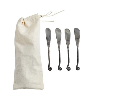 Hello Honey® 6" Hand Forged Canape Knives with Black Handles, 4ct.