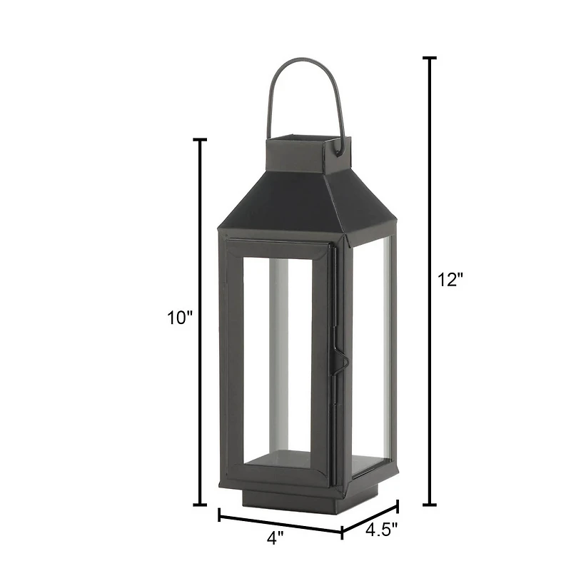 10" Black Iron & Glass Square Lantern