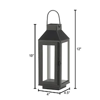 10" Black Iron & Glass Square Lantern