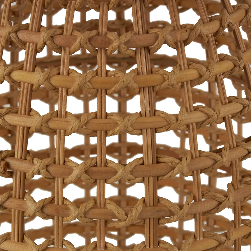 2ft. Brown Rattan Handmade Woven Vase with Open Framed Grid Design