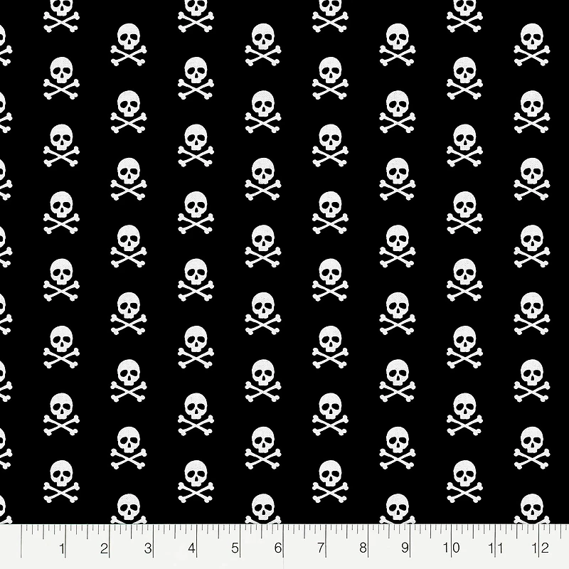 Fabric Editions Black Skulls Cotton Fabric