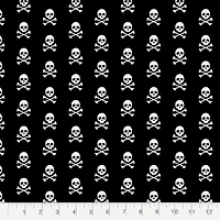 Fabric Editions Black Skulls Cotton Fabric