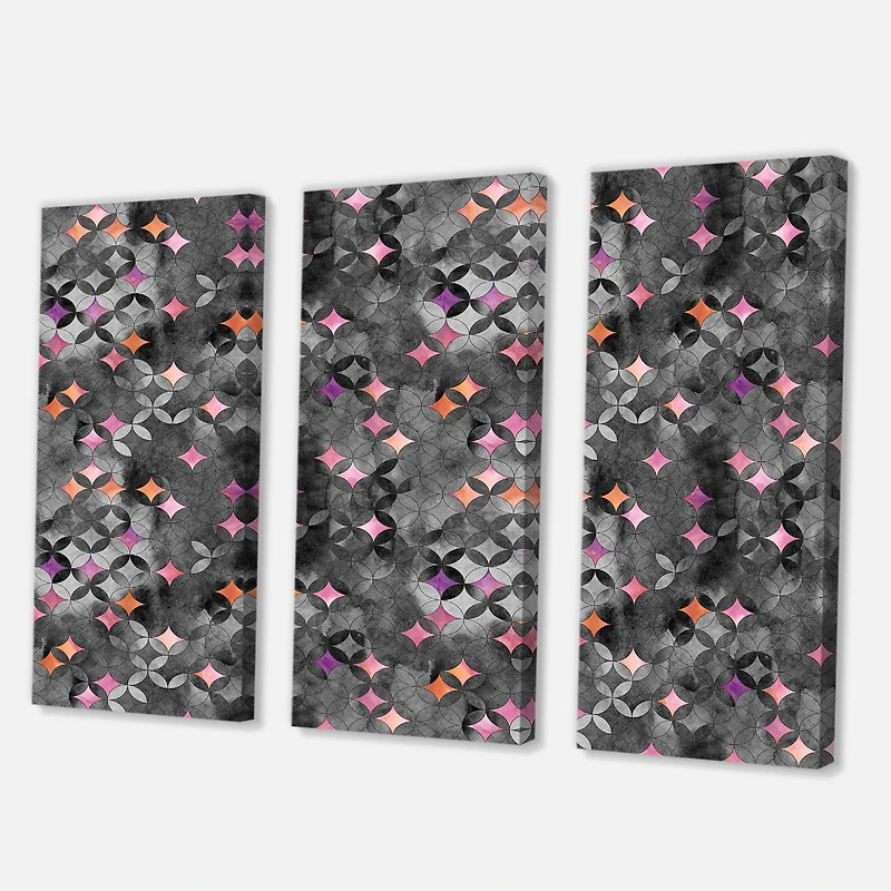 Designart - Geometry Intersecting Circles With Pink Stars