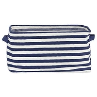 DII® Small French Blue & White Herringbone Striped PE-Coated Cotton Laundry Bins, 2ct.