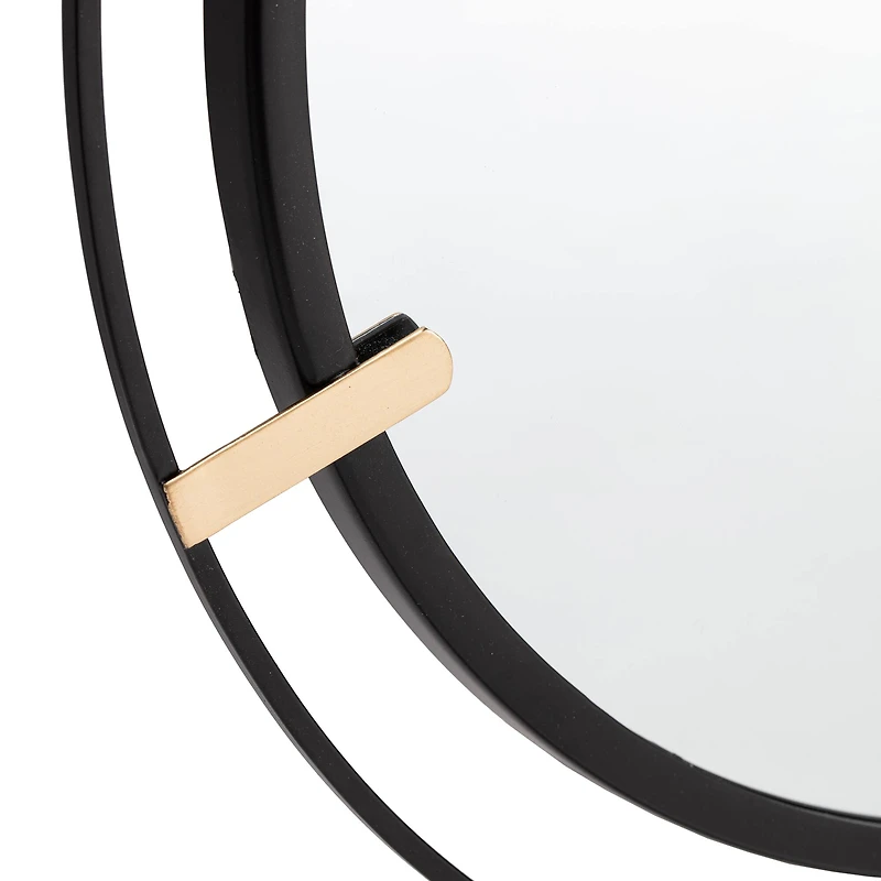 Habitat Thales 23" Black & Golden Circular Wall Mirror