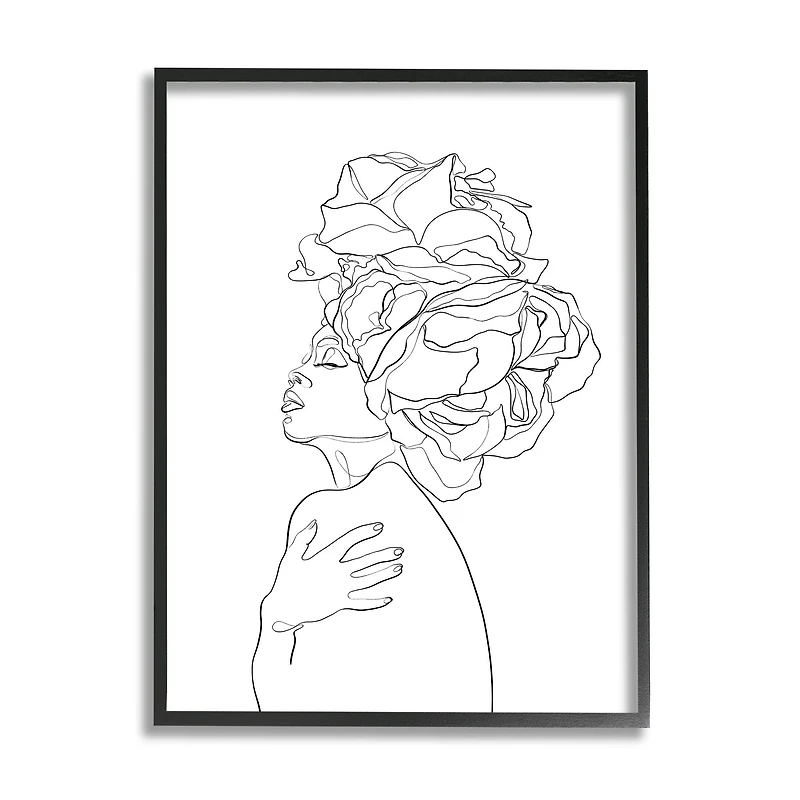 Stupell Industries Woman Slouching with Headwrap Minimalism Linework in Frame Wall Art