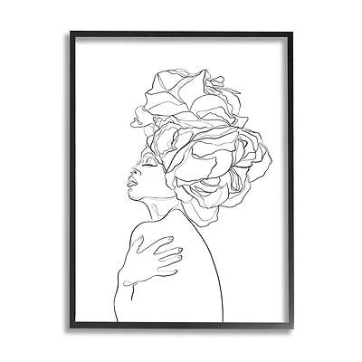 Stupell Industries Woman Slouching with Headwrap Minimalism Linework in Frame Wall Art