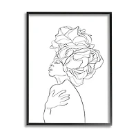 Stupell Industries Woman Slouching with Headwrap Minimalism Linework in Frame Wall Art