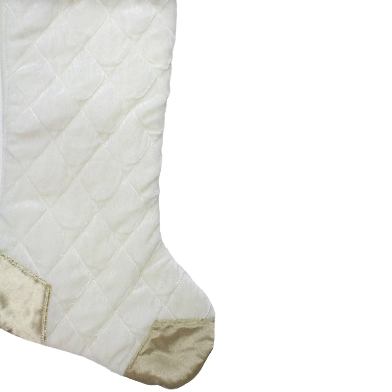 20.5" Quilted Velvet Cream Christmas Stocking