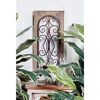 23" Brown Rustic Metal & Wood Arched Gate Wall Décor
