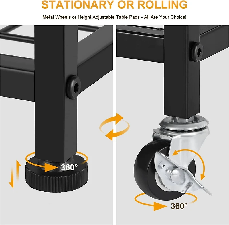 Rustic Brown 2-Tier Printer Cart with Wheels & Storage Bag