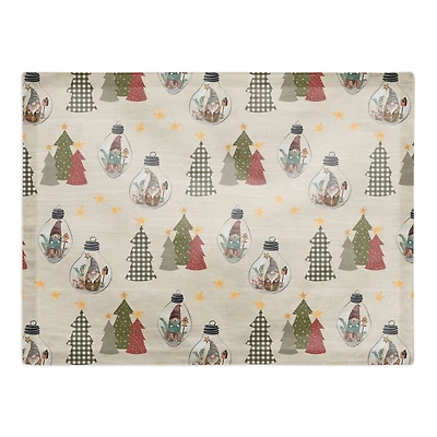Cream Tree & Globe Pattern Cotton Twill Placemat