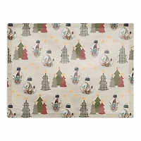 Cream Tree & Globe Pattern Cotton Twill Placemat