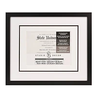 6 Pack: 8.5" x 11" / 11" x 14" Black Document Frame with White Triple Mat by Studio Décor®