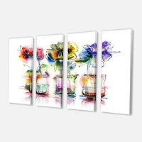 Designart - Abstract Flowers in Glass Vases