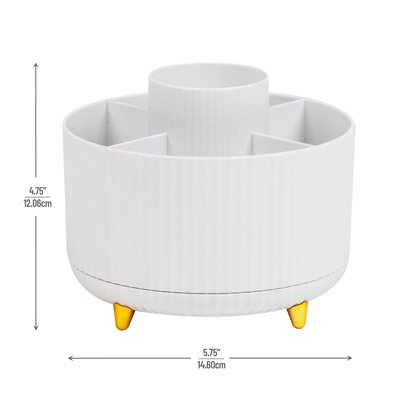 Mind Reader Rotating Pen Cup, 5-Compartment Accessory Holder for Desk Supplies