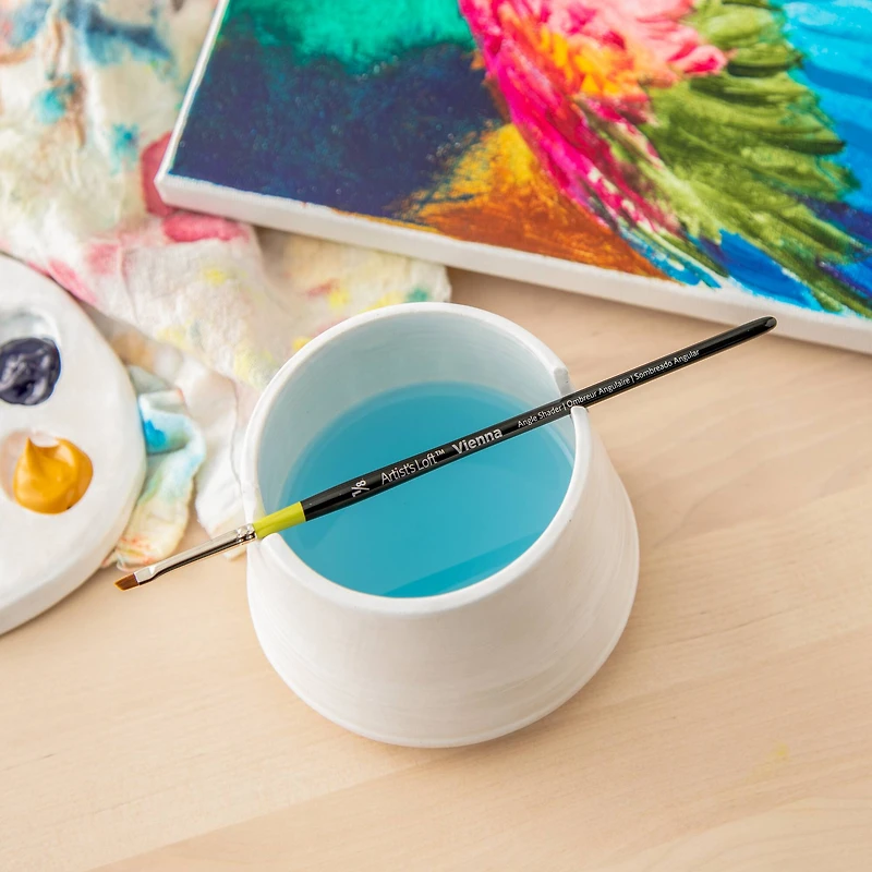 Golden Taklon Short Handle Angle Shader Brush by Artist's Loft™ Vienna