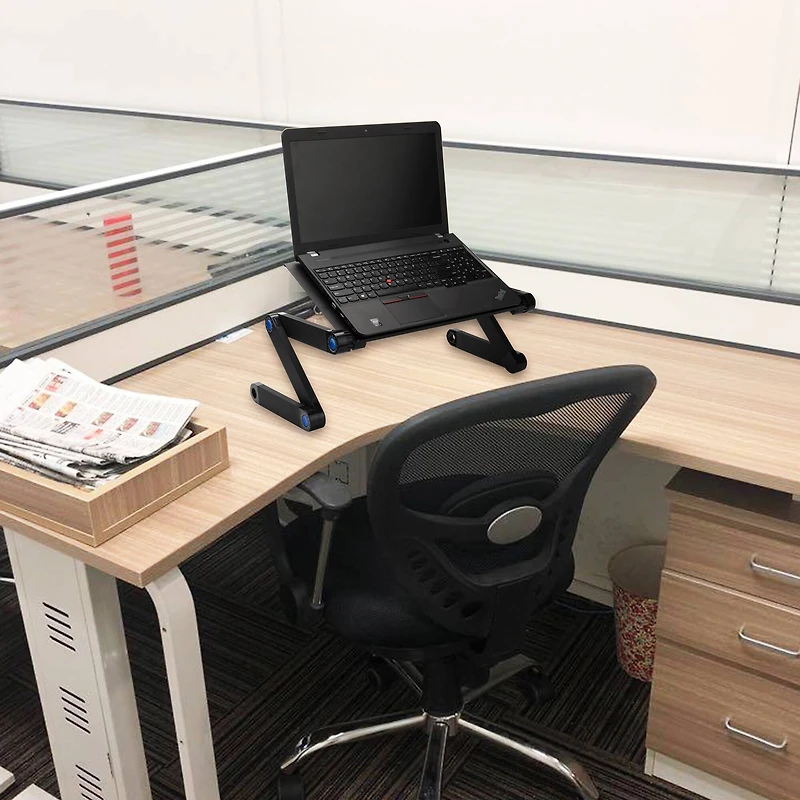 Mind Reader Black Lap Desk with Adjustable Legs & Ventilated Platform with Fan