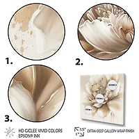Designart 'Blooming Beige Floral Design III' Floral & Botanical Canvas Wall Art