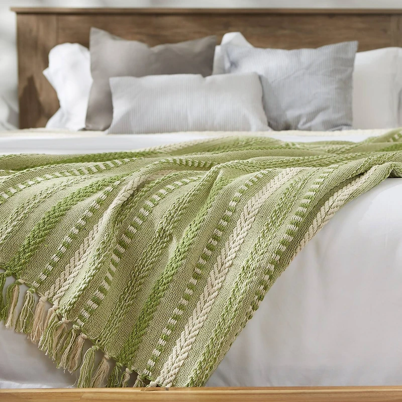 DII® Antique Green Braided Stripe Throw