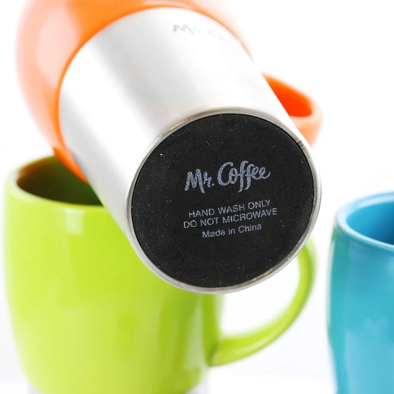 Mr. Coffee Traverse 16oz. Stainless Steel & Ceramic Travel Mug Set
