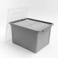 IRIS Gray & Clear 35qt. Snap Tight Plastic File Organizer Box With Lid