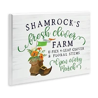 Stupell Industries Shamrock Clover Farm Typography Sign Grainy Pattern Wall Plaque Art