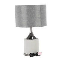 Grey Metal Traditional Table Lamp, 24" x 15" x 15"