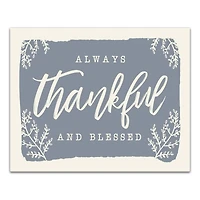 Always Thankful Blue Cream Canvas Wall Art