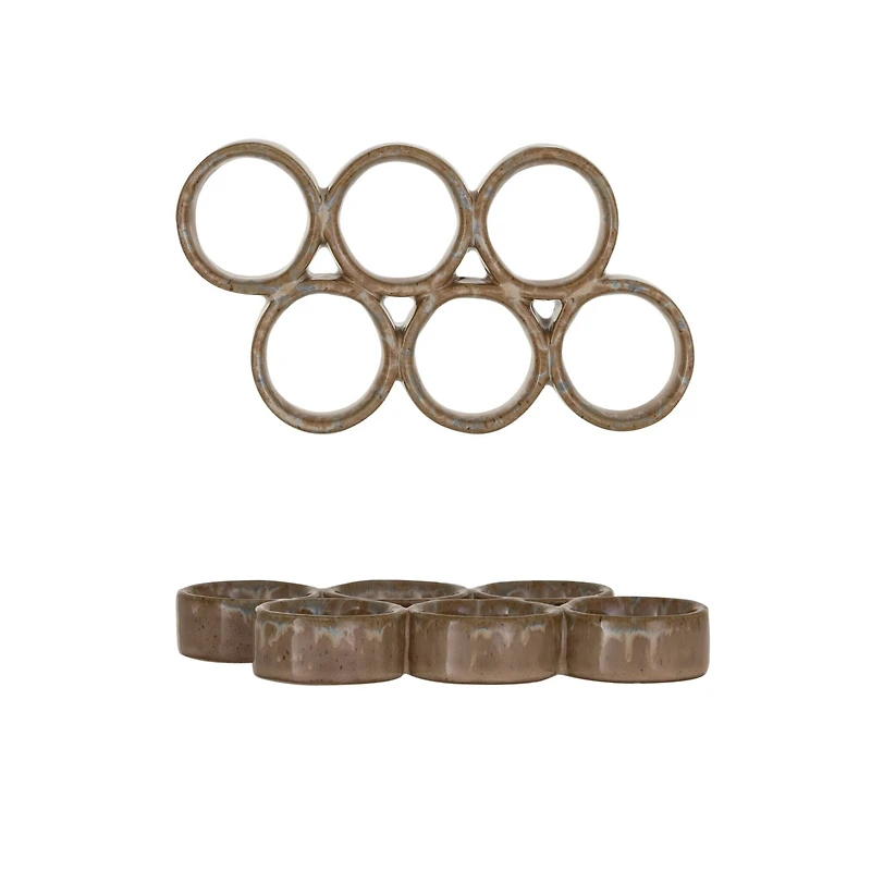 Hello Honey® Brown & Blue Reactive Glaze Stoneware Egg Holder