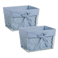 DII® Medium Antique White Chicken Wire Basket with Washed Denim Liner, 2ct.