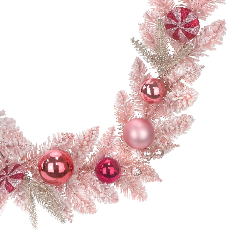 6ft. Pink Flocked Pine & Ornament Garland by Ashland®