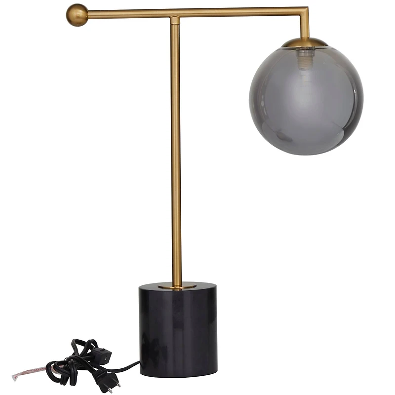 Silver Metal Orb Desk Lamp with Marble Base 6" x 15" x 19"