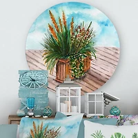 Designart - Yellow Spikelets of Houseplant With Green Stems