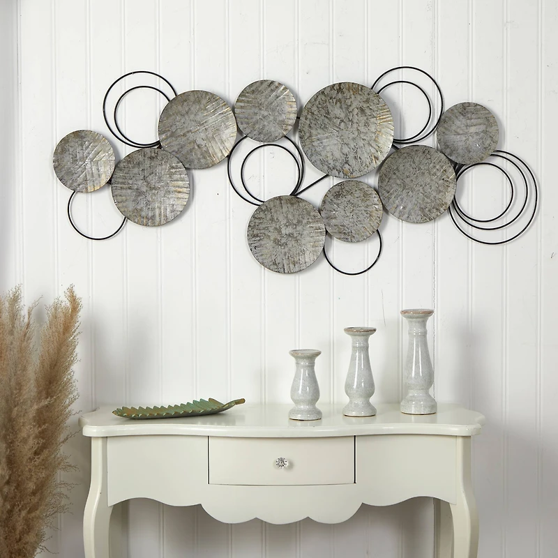 4.5ft. x 2ft. Galvanized Embossed Metal Discs Wall Art Decor
