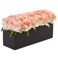 6'' Light Pink Roses in Black Planter