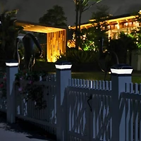 Glitzhome® 7" Black Solar Powered LED Fence Post Cap Lights, 4ct.