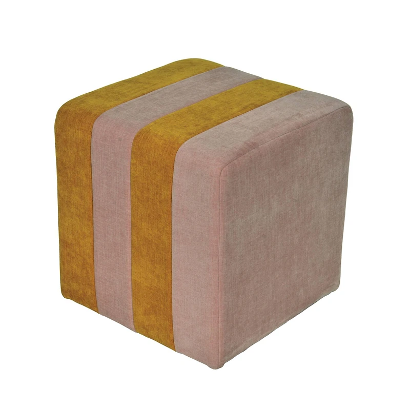 Hello Honey® 18" Modern Square Fabric Upholstered Striped Pouf