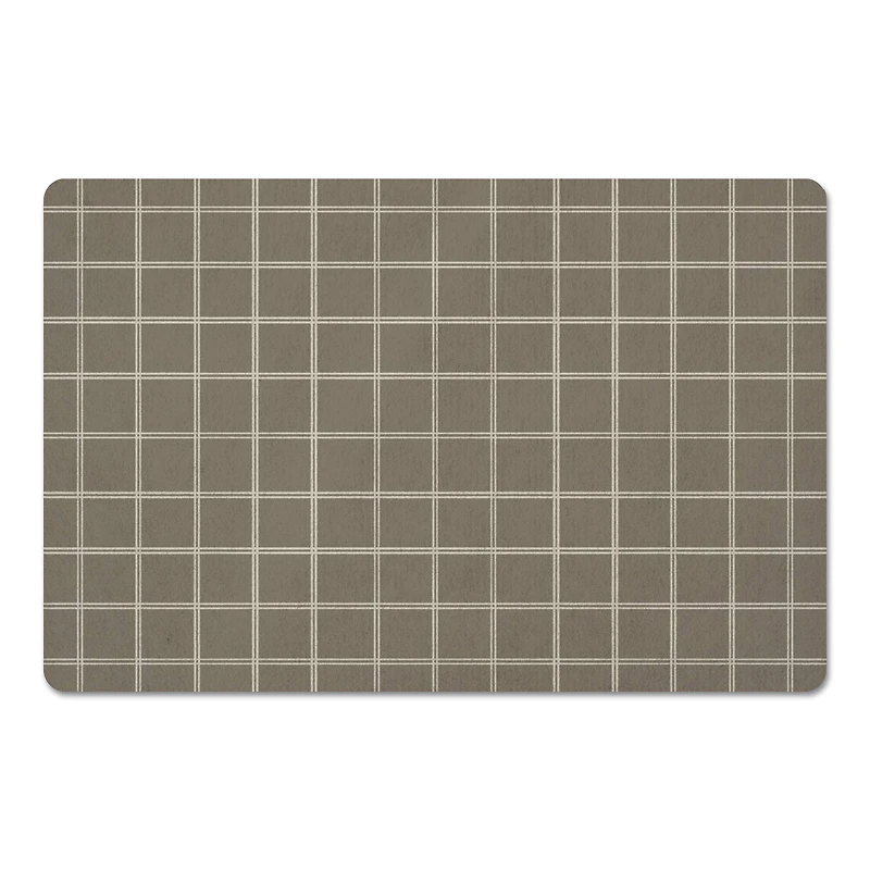 Taupe & White Check Floor Mat