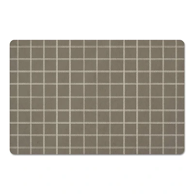 Taupe & White Check Floor Mat
