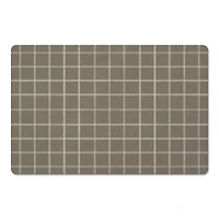 Taupe & White Check Floor Mat