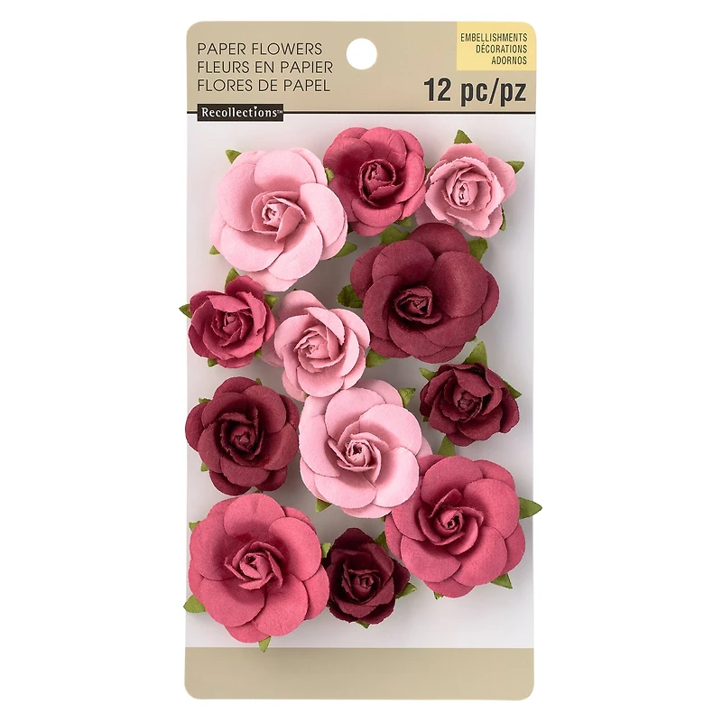 12 Packs: 12 ct. (144 total) Red Sweetwater Paper Flower Embellishments by Recollections™