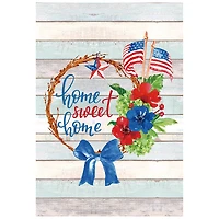Home Sweet Home Patriotic Americana Wreath Outdoor Garden Flag, 12.5" x 18"