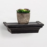 Black Floating Shelves with Crown Molding