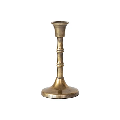 Hello Honey® 7.75" Antique Brass Finish Embossed Aluminum Taper Candleholders, 2ct.