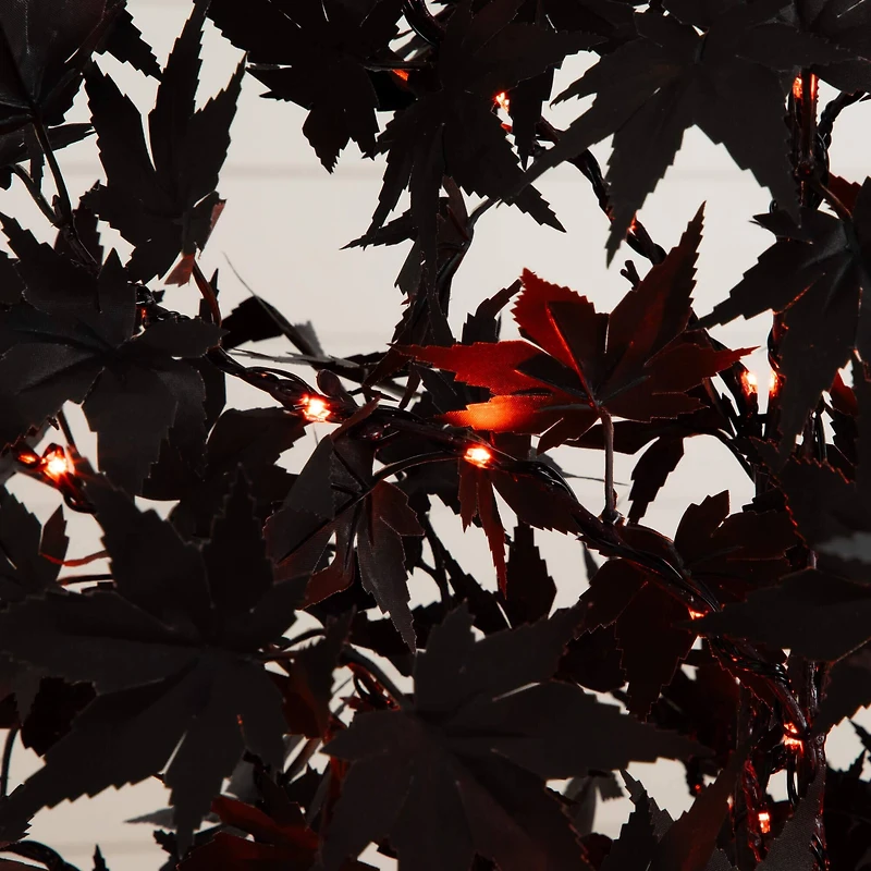 6ft. Pre-Lit Artificial Halloween Black Maple Tree with 300 Orange & Purple LED Lights
